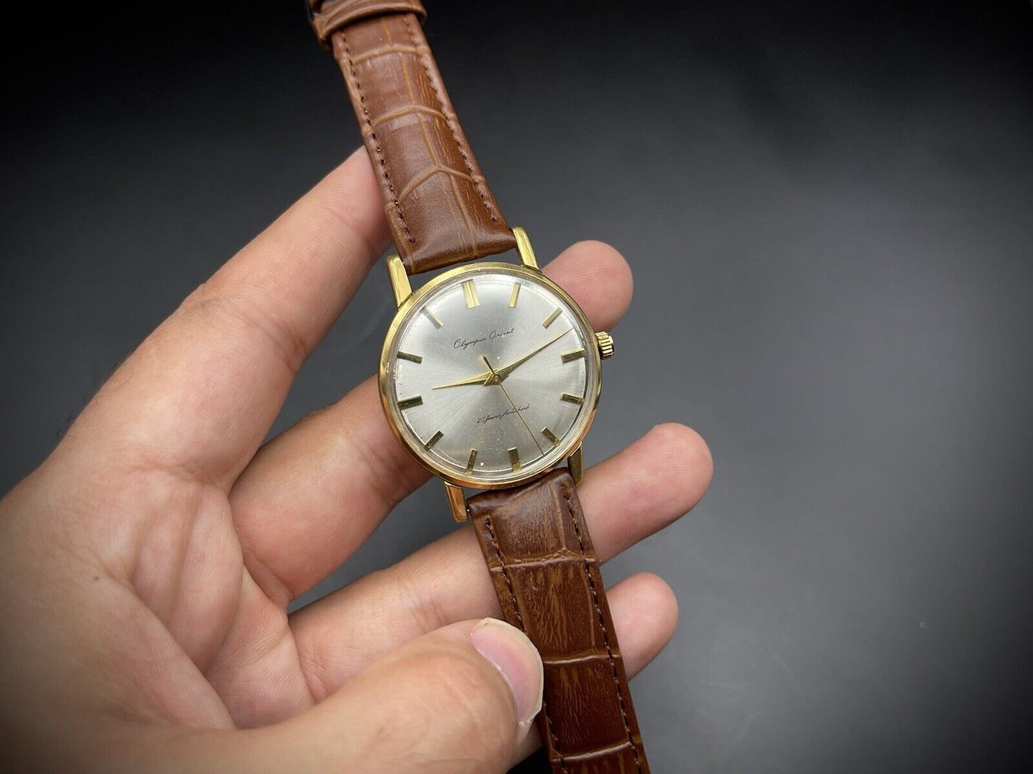 Vintage Orient Olympus Gold 23 Jewels Antishock Manual Wind Gents Watch, 36mm - Grab A Watch Co