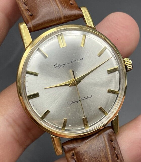 Vintage Orient Olympus Gold 23 Jewels Antishock Manual Wind Gents Watch, 36mm - Grab A Watch Co