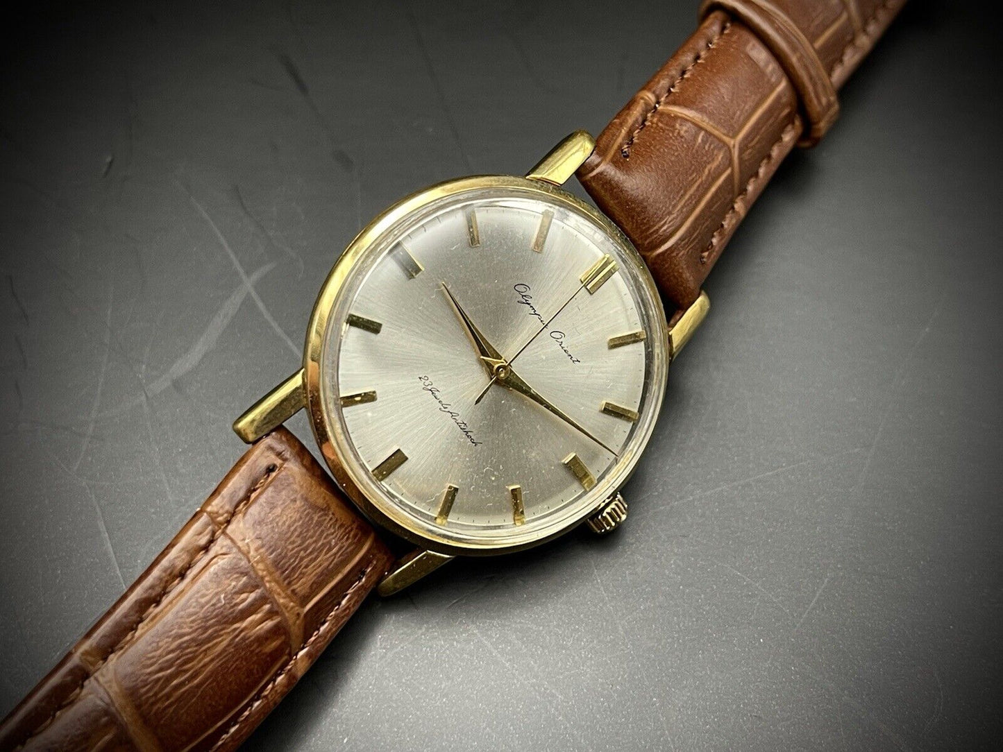 Vintage Orient Olympus Gold 23 Jewels Antishock Manual Wind Gents Watch, 36mm - Grab A Watch Co