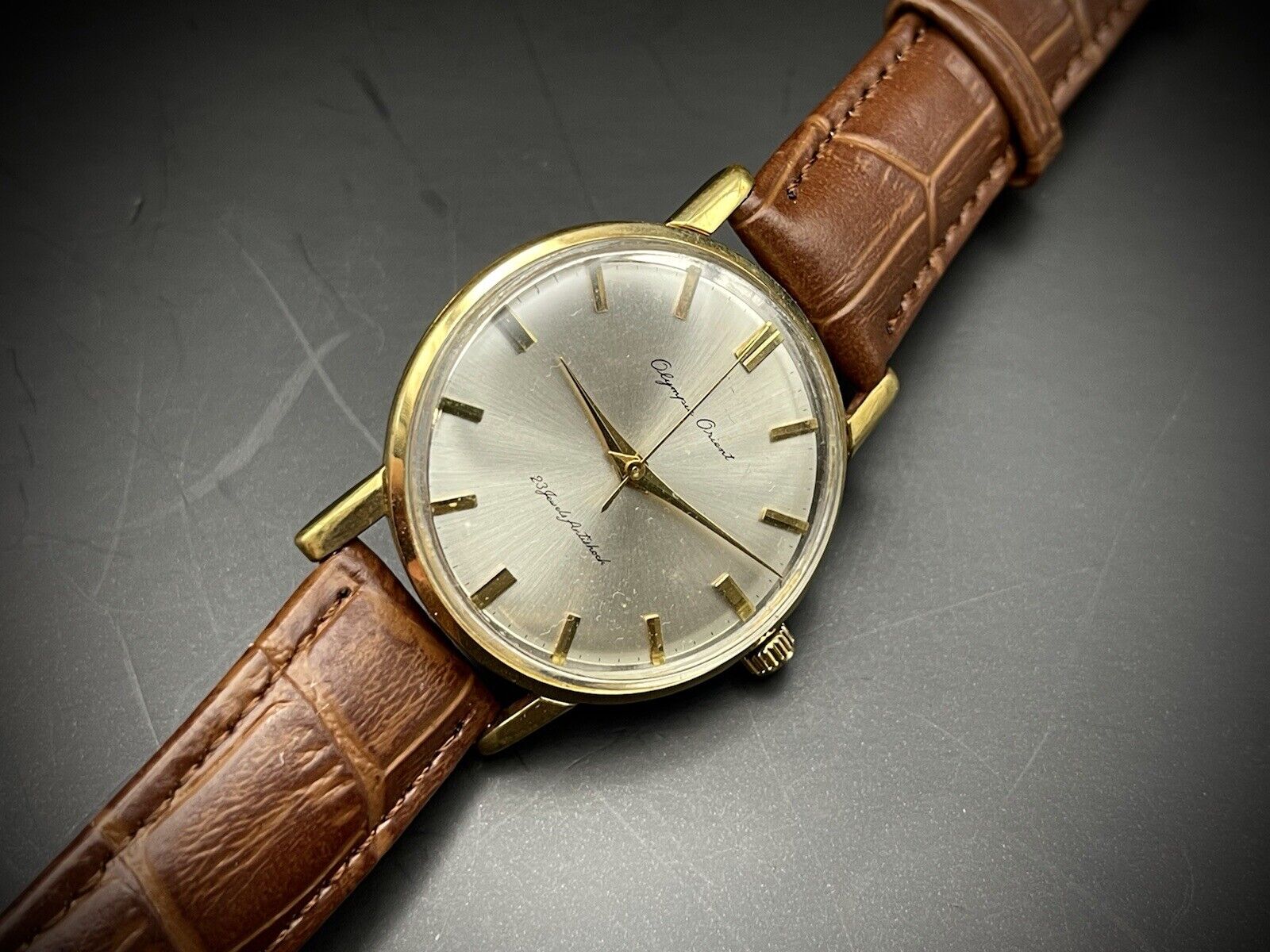 Vintage Orient Olympus Gold 23 Jewels Antishock Manual Wind Gents Watch, 36mm - Grab A Watch Co