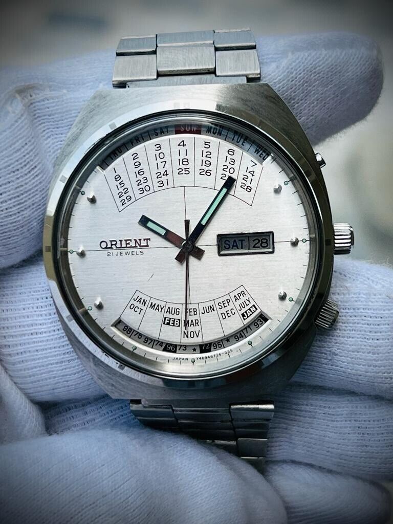 Vintage Orient Perpetual Calendar Automatic 42mm Mens Watch, Japan - Grab A Watch Co