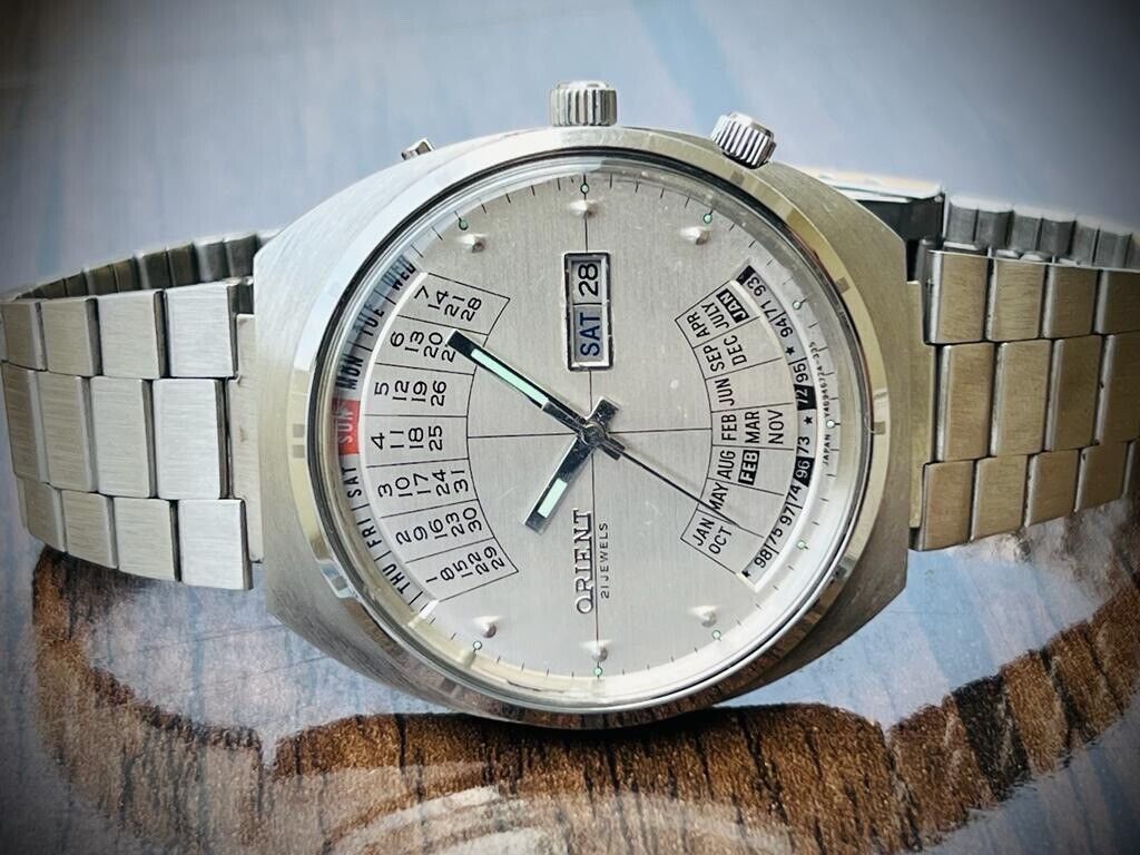 Vintage Orient Perpetual Calendar Automatic 42mm Mens Watch, Japan - Grab A Watch Co