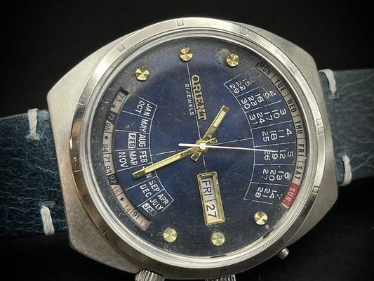 Vintage Orient Perpetual Calendar Automatic 42mm Mens Watch, Japan - Grab A Watch Co