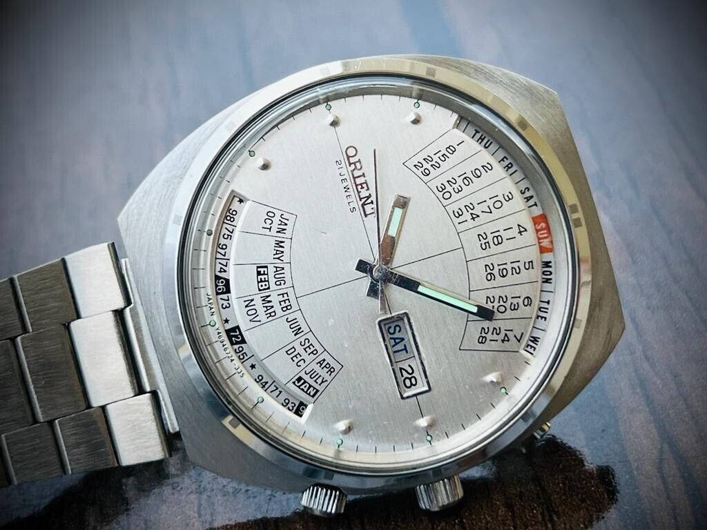 Vintage Orient Perpetual Calendar Automatic 42mm Mens Watch, Japan - Grab A Watch Co