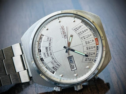 Vintage Orient Perpetual Calendar Automatic 42mm Mens Watch, Japan - Grab A Watch Co