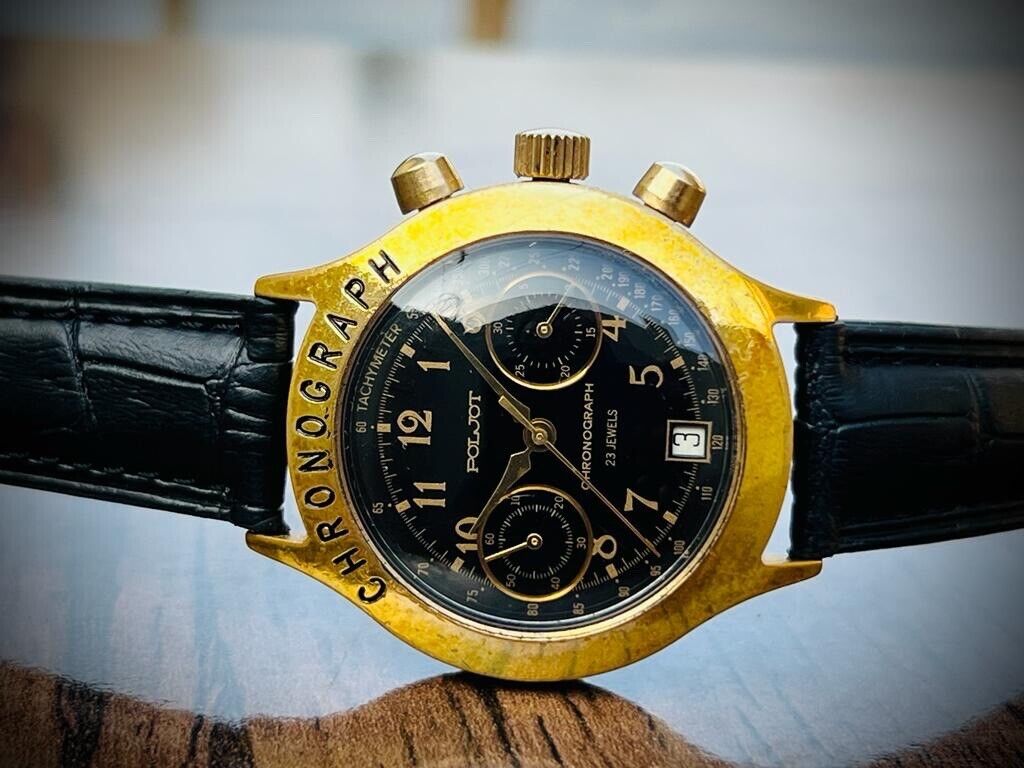 Vintage POLJOT Chronograph Manual Wind 23 Jewels Gents Watch USSR 38mm