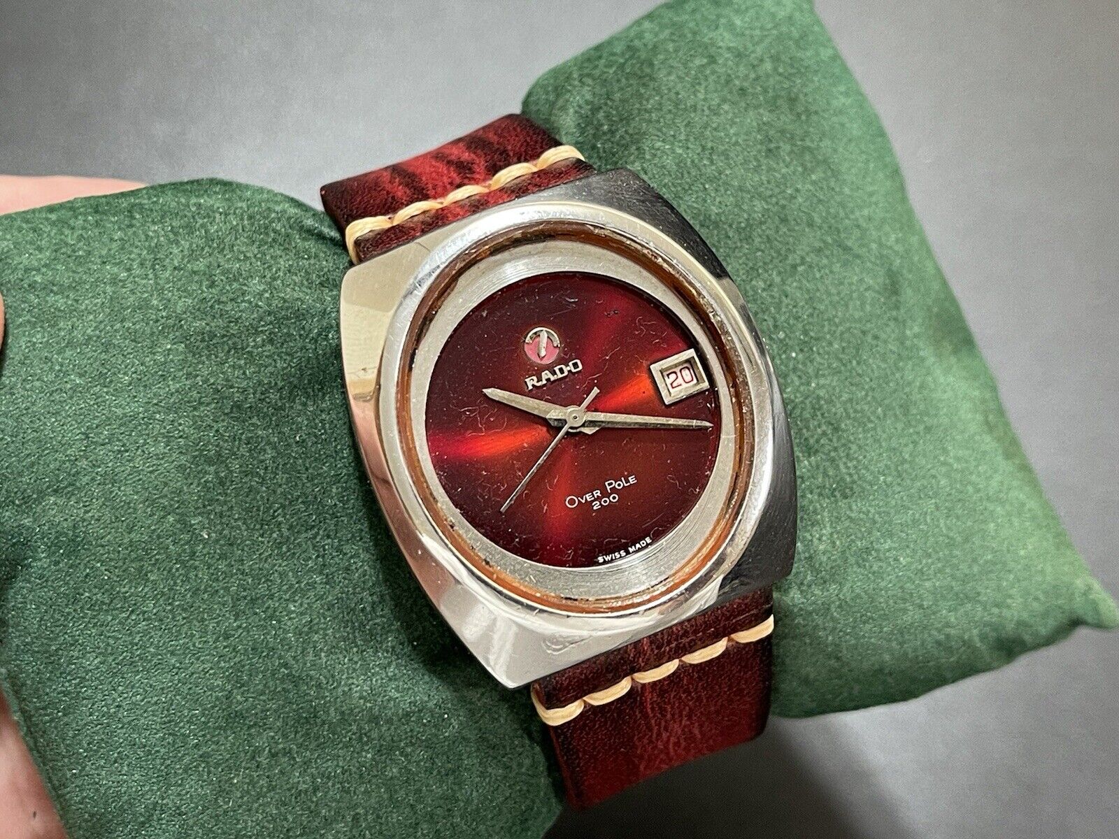 Vintage Rado Over Pole 200 Ruby Red Dial , ETA 2824 Automatic Gents Watch - Grab A Watch Co