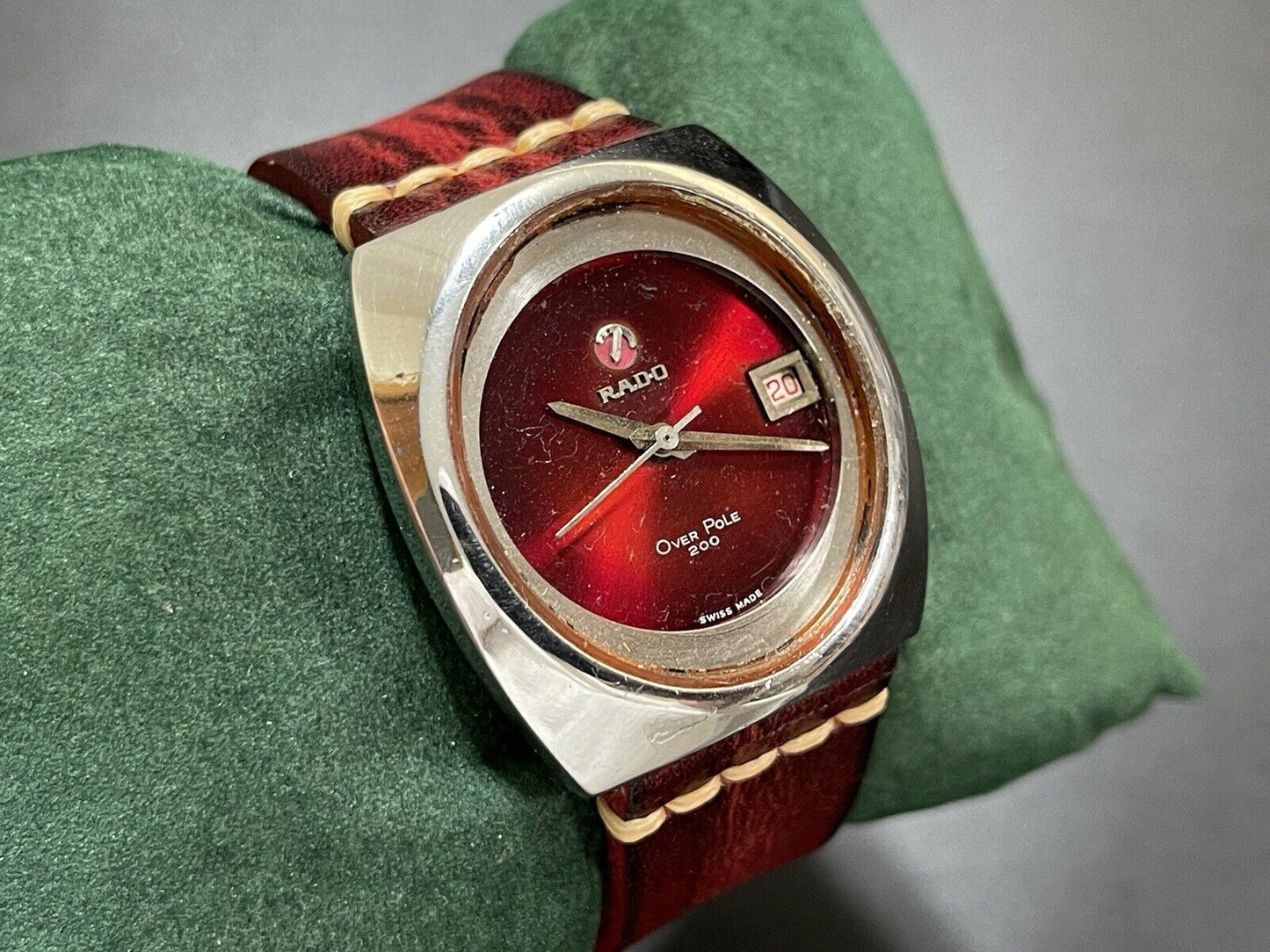 Vintage Rado Over Pole 200 Ruby Red Dial , ETA 2824 Automatic Gents Watch - Grab A Watch Co