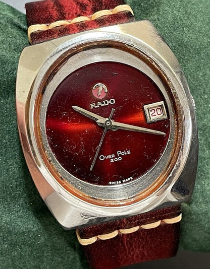 Vintage Rado Over Pole 200 Ruby Red Dial , ETA 2824 Automatic Gents Watch - Grab A Watch Co