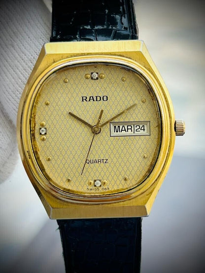 Vintage Rado Quartz Dress Watch, 34mm Gents Watch, Gift, Swiss Made - Grab A Watch Co