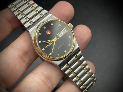 Vintage Rado Voyager Black Diamond Dial 2/Tone Rare Automatic Mens Watch, Swiss - Grab A Watch Co