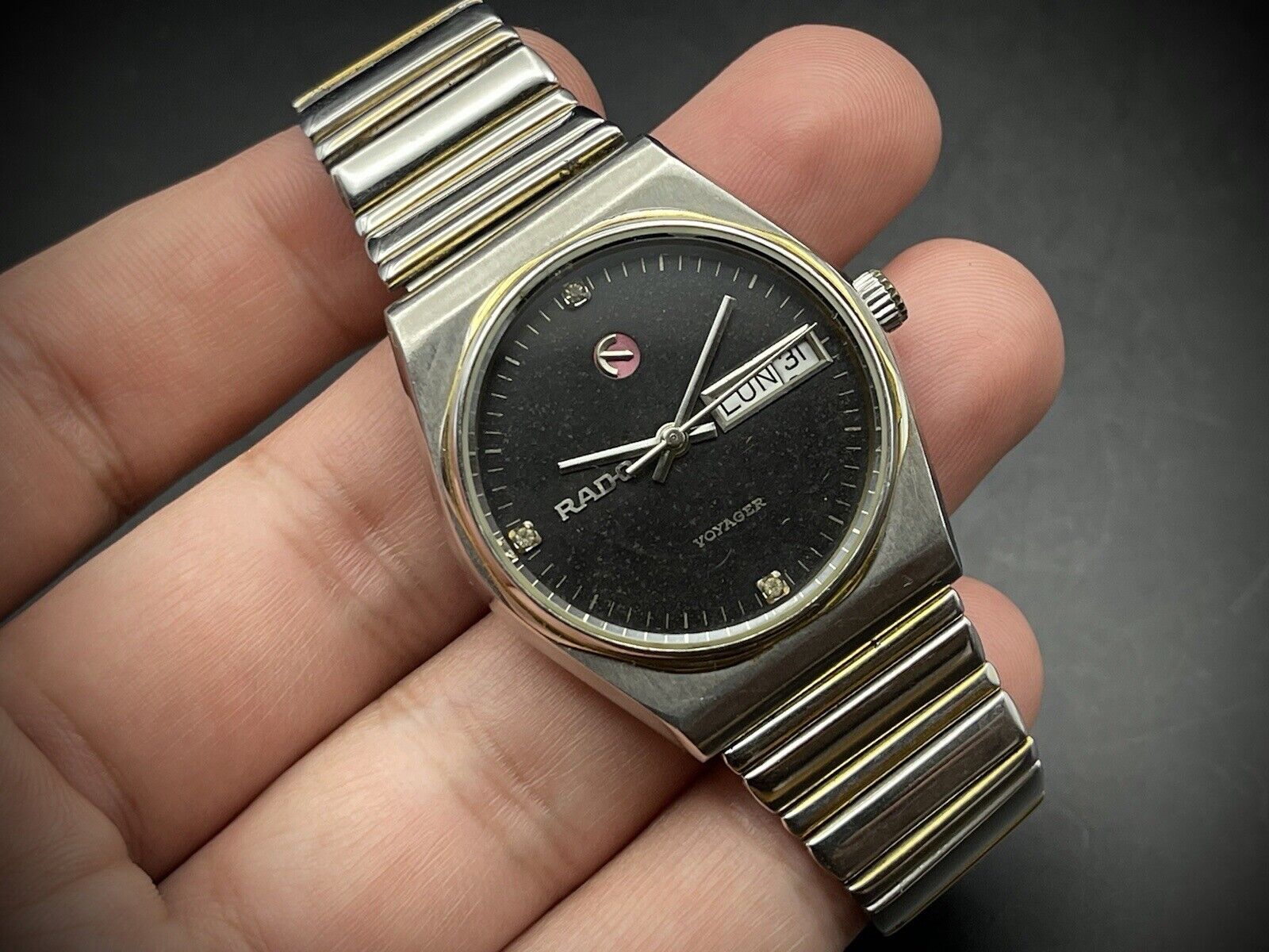 Vintage Rado Voyager Black Diamond Dial Automatic Gents Watch, 35mm, Swiss Made - Grab A Watch Co