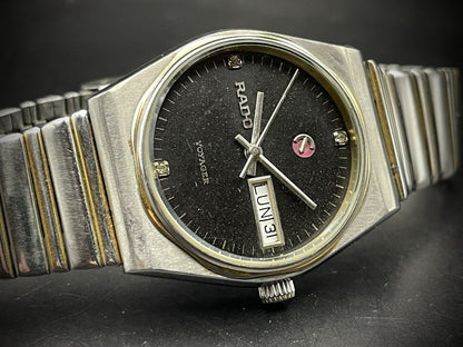 Vintage Rado Voyager Black Diamond Dial Automatic Gents Watch, 35mm, Swiss Made - Grab A Watch Co