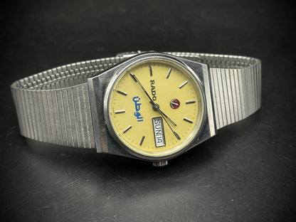 Vintage Rado Voyager Companion Yellow Arabic Dial Automatic Gents Watch, 35mm - Grab A Watch Co