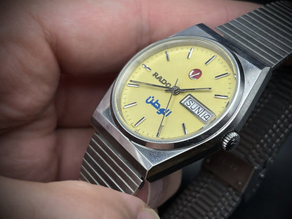 Vintage Rado Voyager Companion Yellow Arabic Dial Automatic Gents Watch, 35mm - Grab A Watch Co