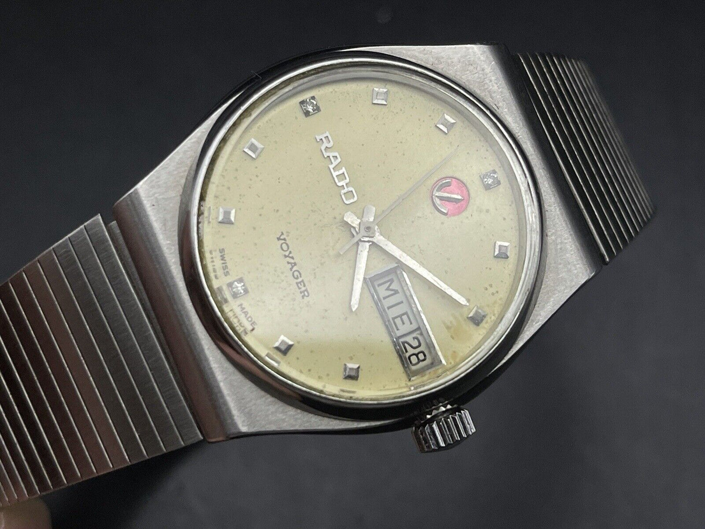 Vintage Rado Voyager Diamond Dial Rare Automatic Gents Watch, 35mm, Swiss Made - Grab A Watch Co