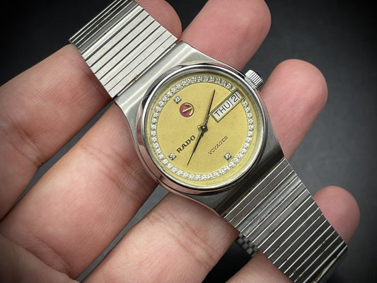 Vintage Rado Voyager Diamond Dial Rare Automatic Gents Watch, 35mm, Swiss Made - Grab A Watch Co