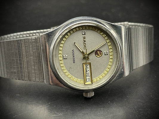 Vintage Rado Voyager Diamond Dial Rare Automatic Gents Watch, 35mm, Swiss Made - Grab A Watch Co