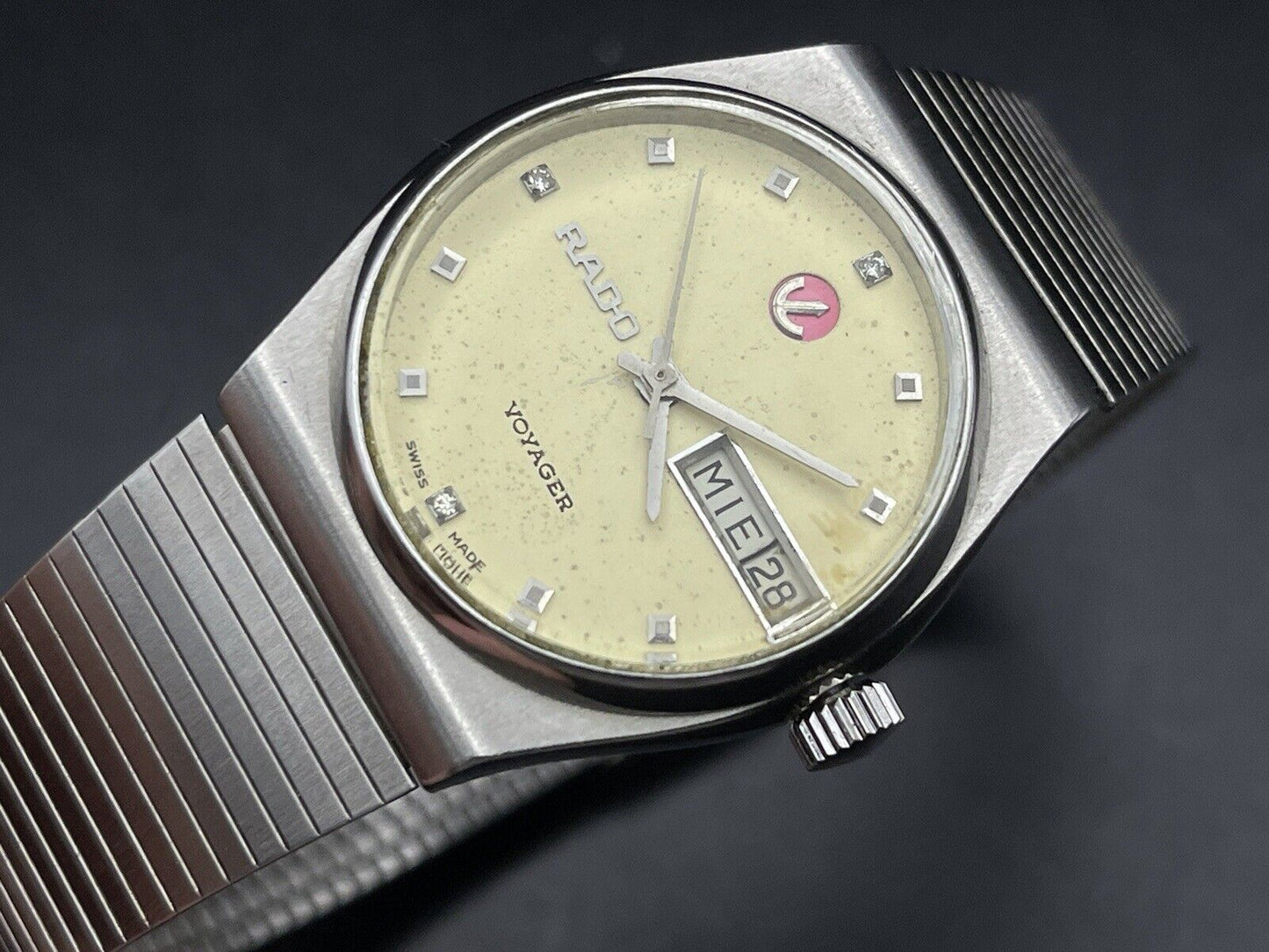 Vintage Rado Voyager Diamond Dial Rare Automatic Gents Watch, 35mm, Swiss Made - Grab A Watch Co