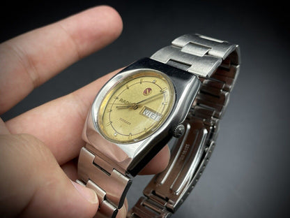 Vintage Rado Voyager Gold Sand Dial Automatic Gents Watch, ETA 2879, 36mm Swiss - Grab A Watch Co