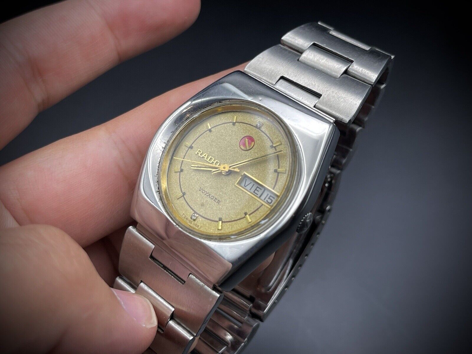 Vintage Rado Voyager Gold Sand Dial Automatic Gents Watch, ETA 2879, 36mm Swiss - Grab A Watch Co