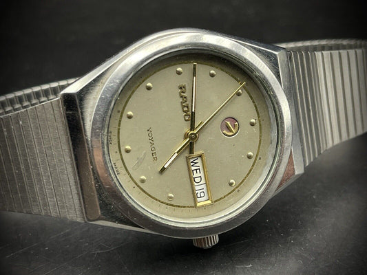 Vintage Rado Voyager Grey Dial Automatic Gents Watch, 35mm, Gift Watch, Swiss - Grab A Watch Co