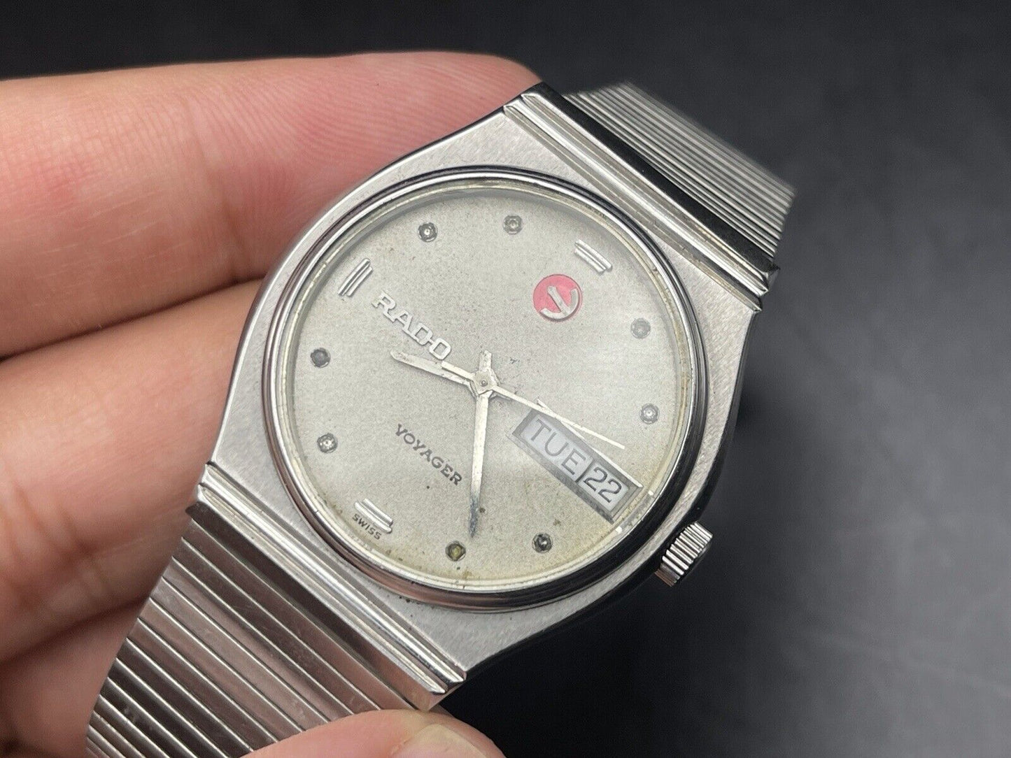 Vintage Rado Voyager Grey Dial Automatic Gents Watch, 35mm, Swiss Made - Grab A Watch Co