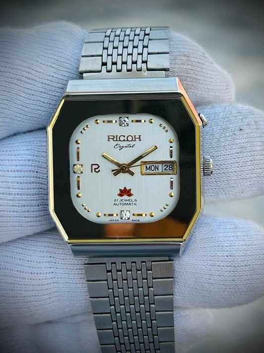 Vintage Ricoh Stunning Dial Automatic Mens Watch 34mm Perfect - Grab A Watch Co