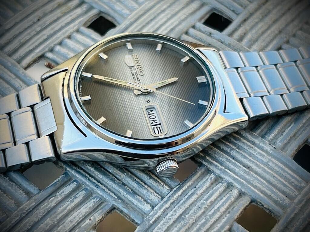 Vintage Seiko 5 Automatic 17 Jewels Grey&Black dial Ref:6319-8060 36mm Japan - Grab A Watch Co
