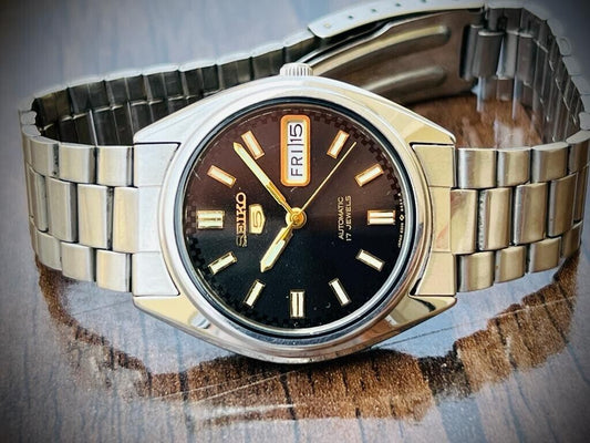 Vintage Seiko 5 Automatic Black Dial 17 Jewels 6309-6240, Japan 34mm - Grab A Watch Co