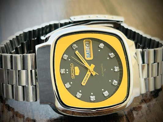Vintage Seiko 5 Automatic Diamond Dial, 7009-5140, 38mm, Mens Watch, Japan Made - Grab A Watch Co