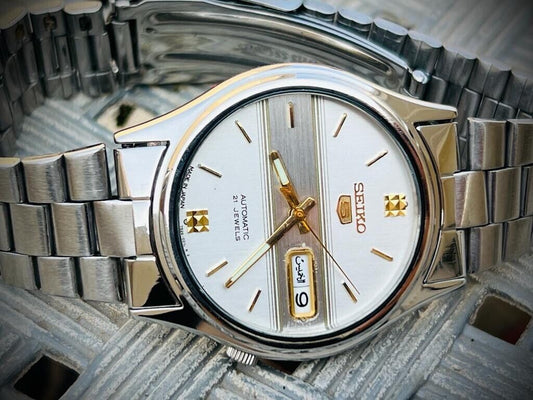 Vintage Seiko 5 Automatic Grey&White Dial Ref:7S26-3100, Japan 36mm - Grab A Watch Co