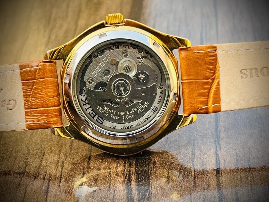 Vintage Seiko 5 Sports 100m Gold Dial 7S36 Gents Watch, Japan made 38mm - Grab A Watch Co