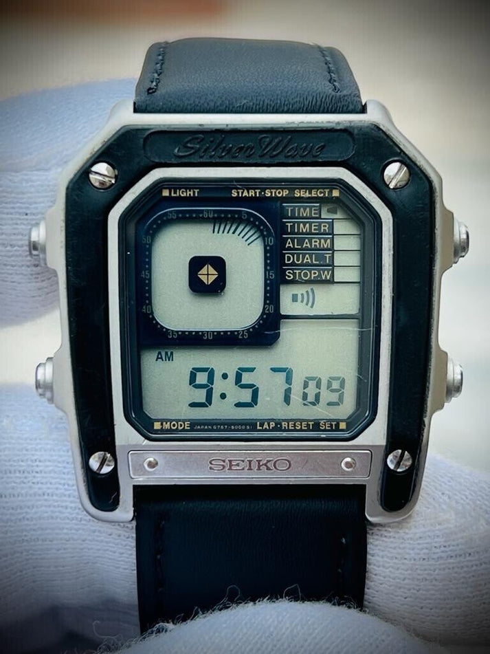 VINTAGE SEIKO SILVERWAVE G757-5000 James Bond Chrono Alarm Quartz Watc ...