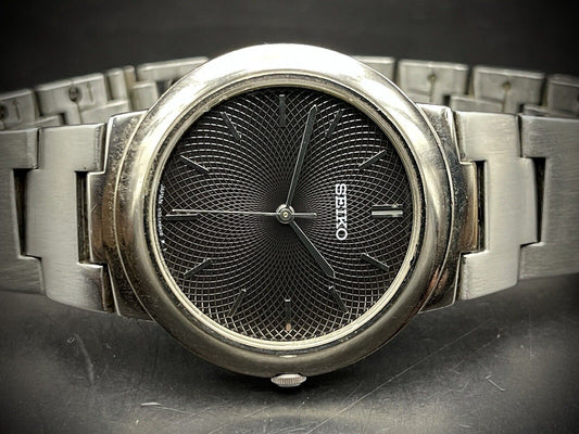 Vintage Seiko Spider Web Dial Rare Quartz Slim 34mm Gents Watch, Japan Made - Grab A Watch Co