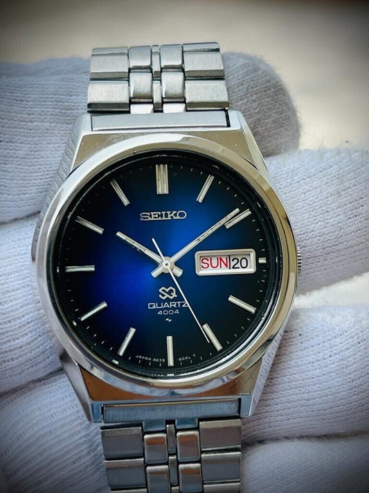 Vintage Seiko SQ 4004 Quartz Blue Dial 37mm Gents Watch, Stunning Japan Made - Grab A Watch Co
