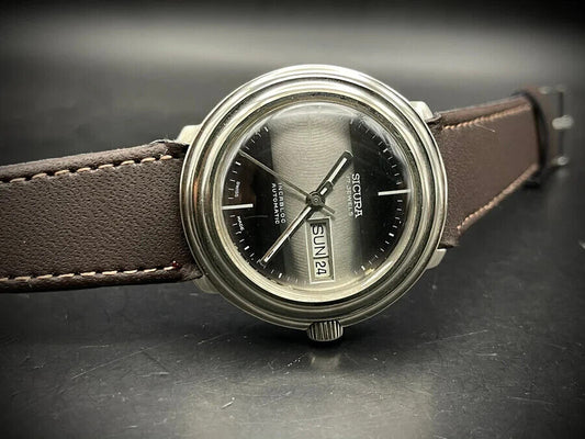 Vintage Sicura incabloc Automatic 37mm Gents Watch, Swiss made - Grab A Watch Co