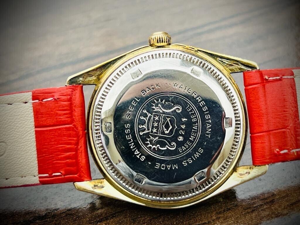 Vintage Sicura President Orange Diamond Dial Automatic 36mm Mens Watch, Rare - Grab A Watch Co