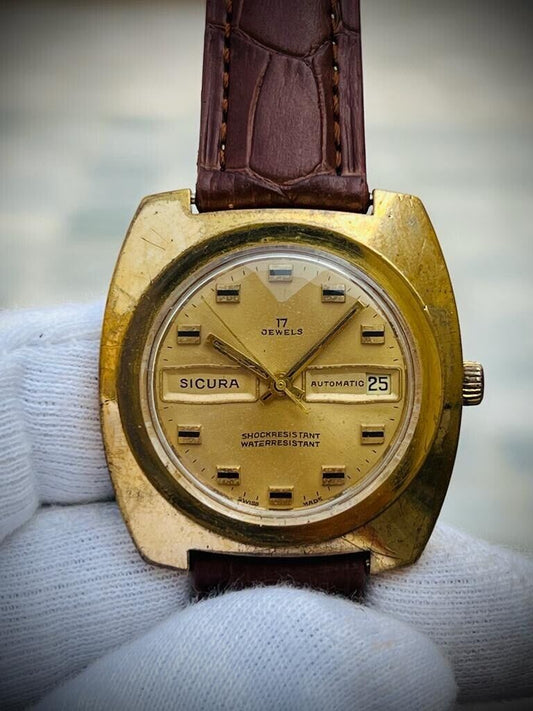 Vintage Sicura Ultra Rare Dial Automatic 38mm Mens Swiss Watch - Grab A Watch Co