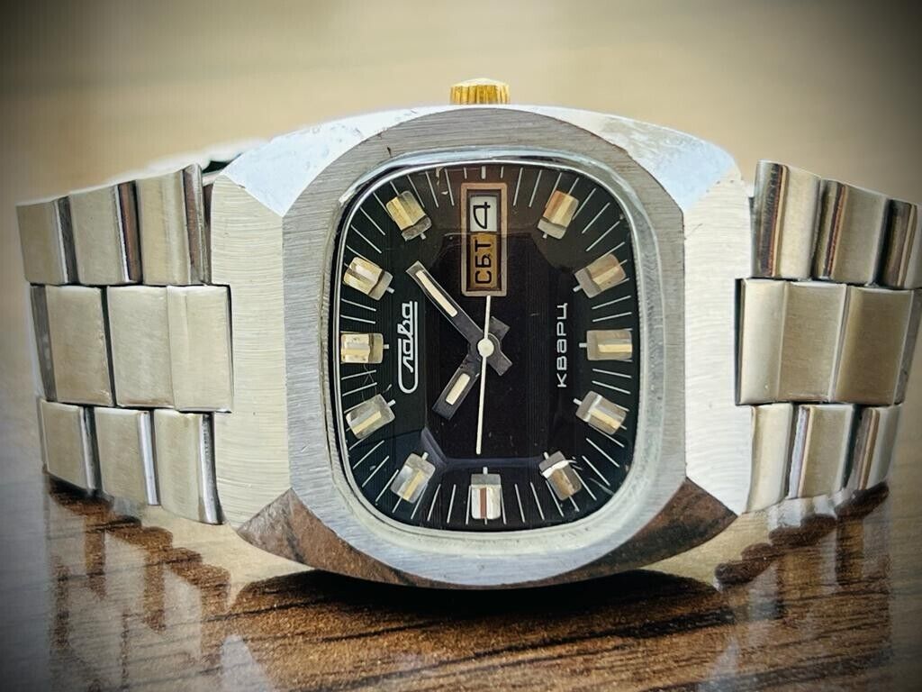Vintage Slava Glory USSR Soviet Union Quartz Mens Watch 37mm - Grab A Watch Co