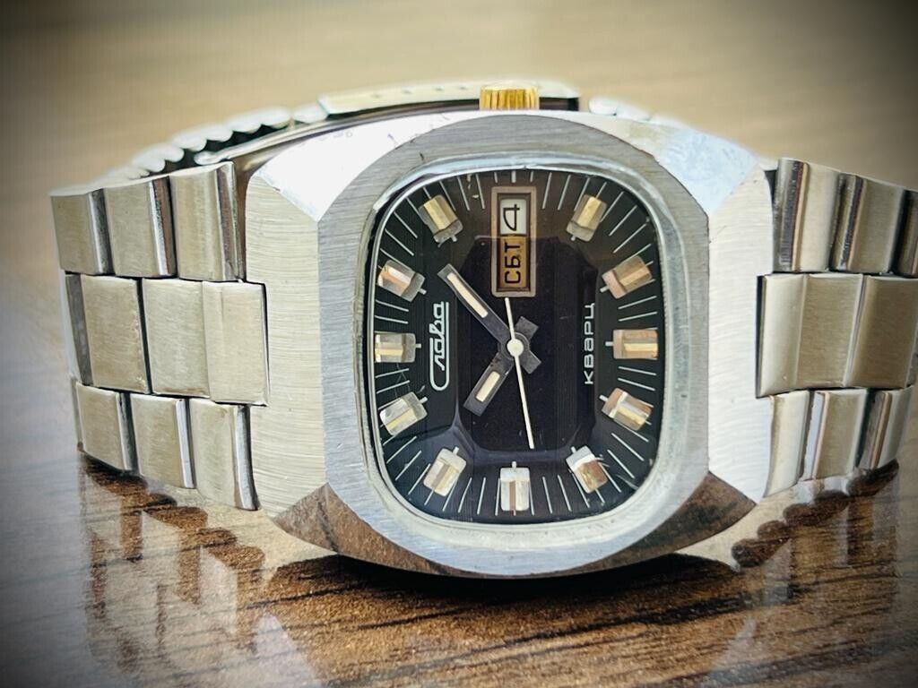 Vintage Slava Glory USSR Soviet Union Quartz Mens Watch 37mm - Grab A Watch Co