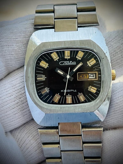 Vintage Slava Glory USSR Soviet Union Quartz Mens Watch 37mm - Grab A Watch Co
