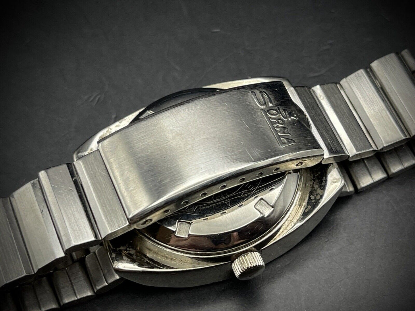 Vintage Sorna Jump Hour Automatic 34mm Mens Watch, Swiss made - Grab A Watch Co