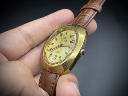 Vintage Tiara of Switzerland Gold 25 Jewels Automatic Gents Watch, 35mm ETA 2783 - Grab A Watch Co