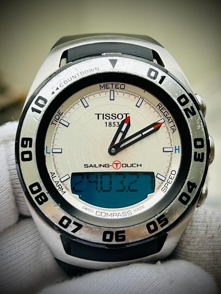 Vintage Tissot T-Touch Quartz Digital 46mm Mens Watch, Swiss, Sapphire Glass - Grab A Watch Co