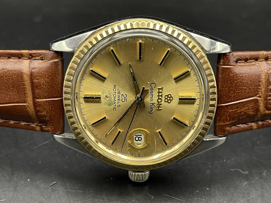 Vintage Titoni Cosmo King 25 Jewels Champagne Dial 36mm Mens Watch, ETA Swiss - Grab A Watch Co