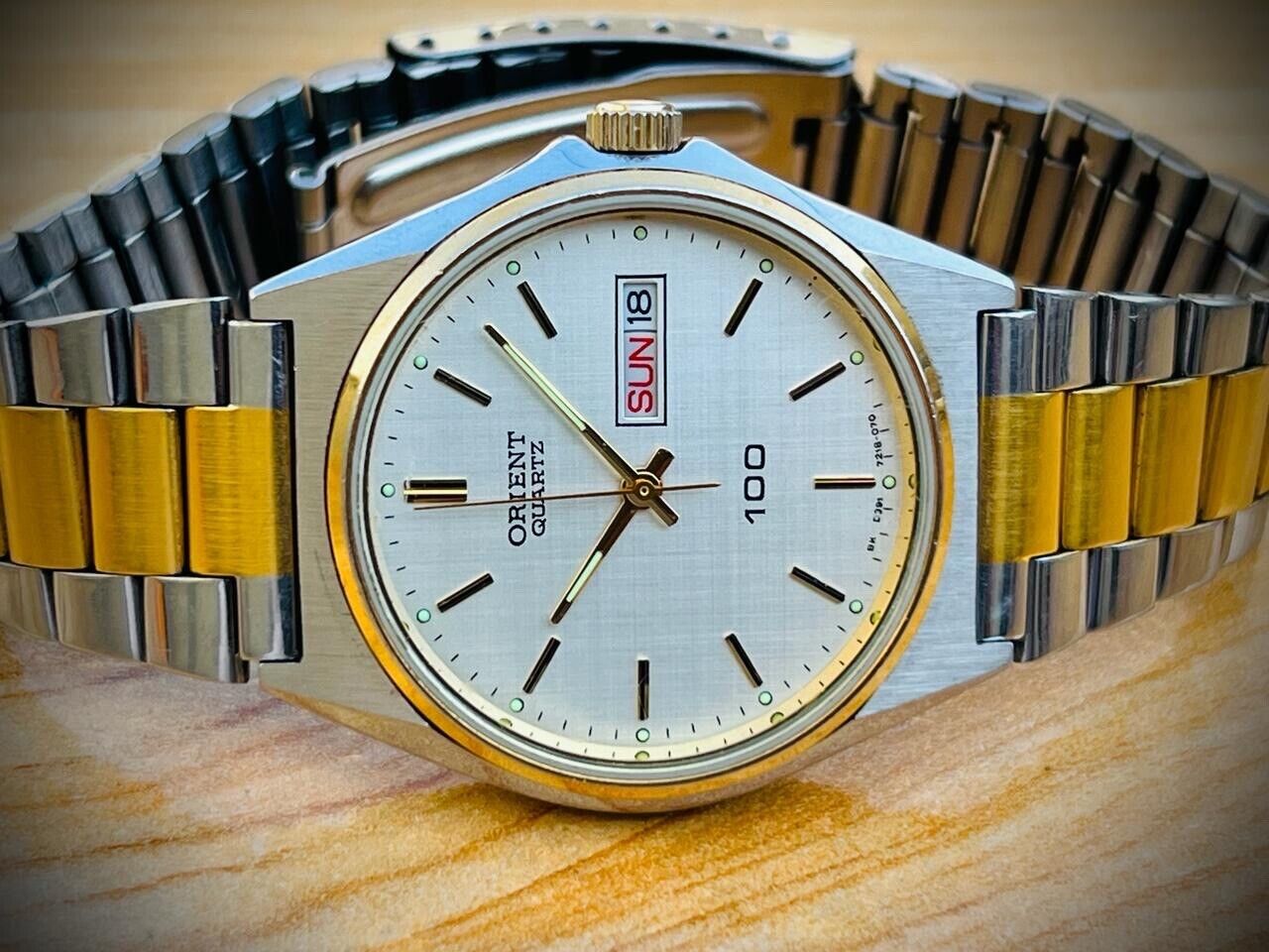 Vintage Watch Orient 100 2/Tone Quartz Mens Watch, Japan Made 35mm - Grab A Watch Co