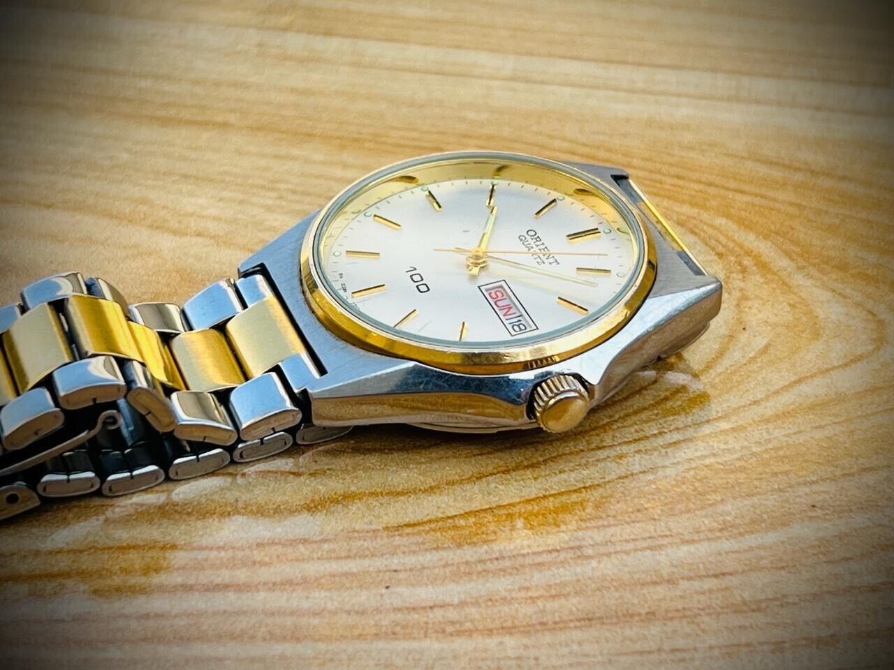 Vintage Watch Orient 100 2/Tone Quartz Mens Watch, Japan Made 35mm - Grab A Watch Co