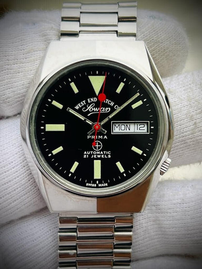 Vintage West End Black Dial 32mmAutomatic Gents Watch Swiss Made, Gifted Model - Grab A Watch Co