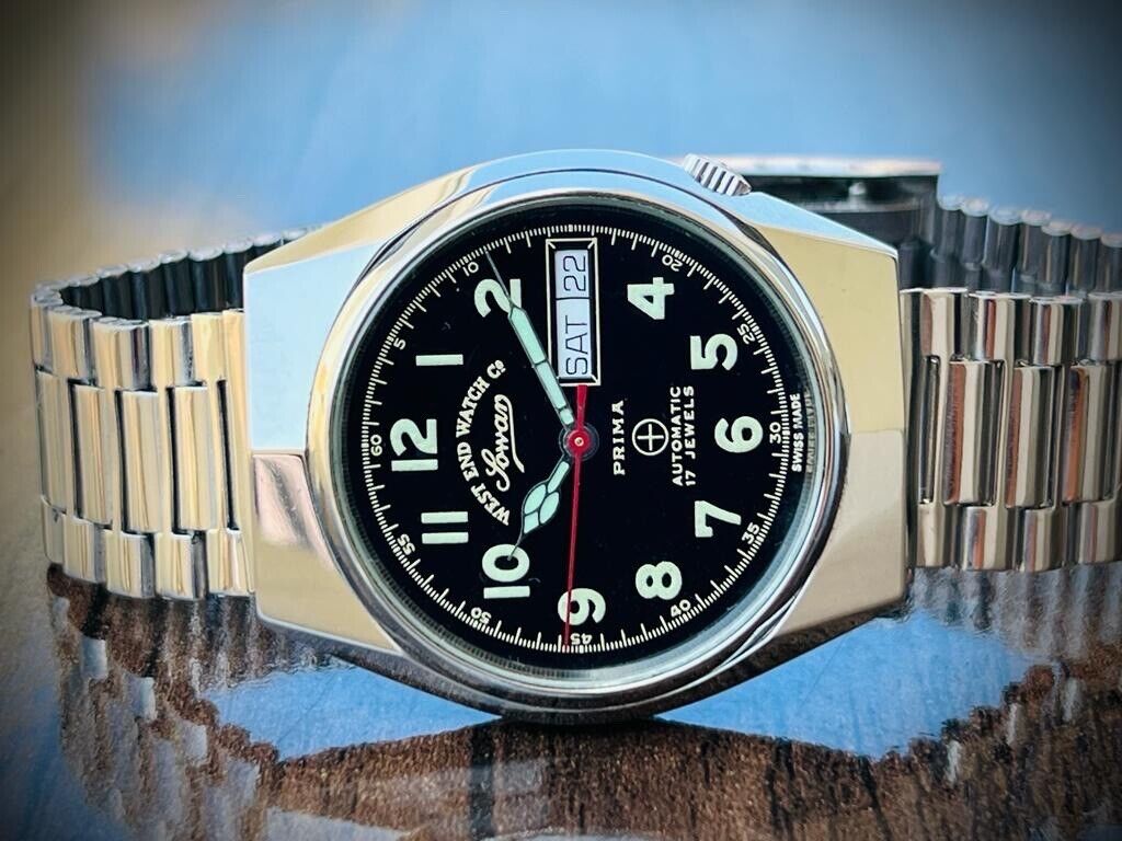 Vintage West End Black Dial 36mm Automatic Gents Watch Swiss Made, Perfect - Grab A Watch Co